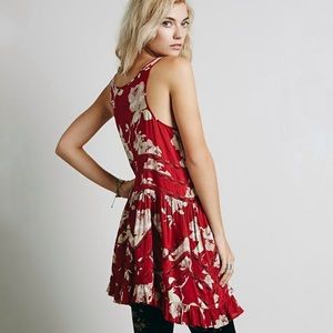 Red floral boho swing dress